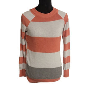 𝅺poof long sleeve coral white and gray sweater with side zip size small